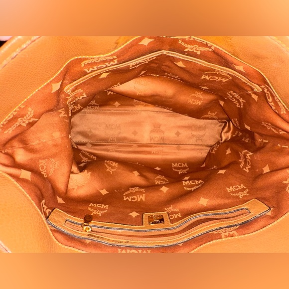 💎 RARE MCM (+COA) Limited Ed Aren Leopard Visetos Tote with Orange Leather Trim - Picture 5 of 14